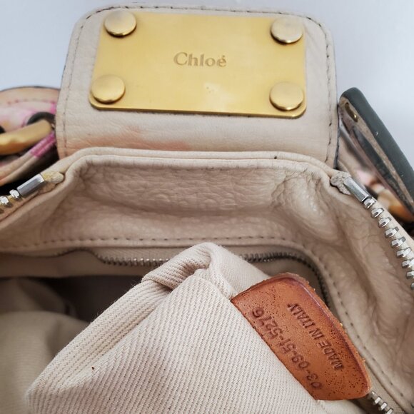 Chloe Leather purse lock bag dyed painted pink white yellow beige orange ivory - Picture 7 of 14